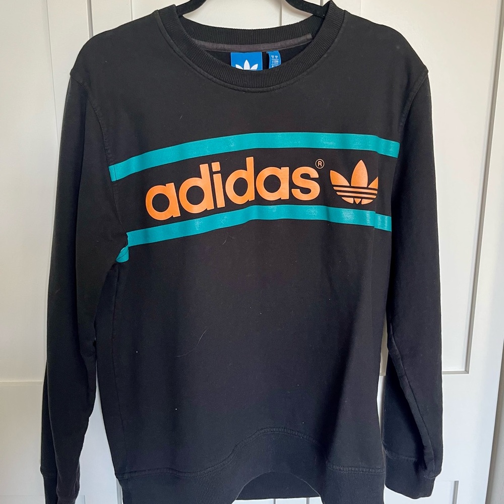 Adidas Originals Classic Logo Black, Orange & Teal Men's Crewneck Sweater MED